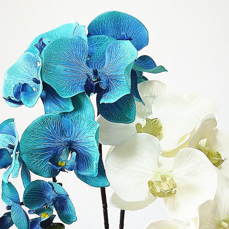 Künstliche Orchidee Phalaenopsis von OutsideWorld in Blau mit 10 Köpfen für deine Tischdekoration