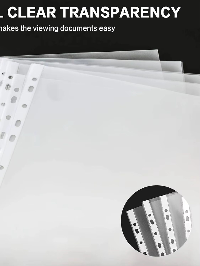 100 Stück Blattschutzfolien transparent, säurefreie PP-Hüllen für 11-Ring-Ordner, Maße: 21,59 x 27,94 cm (8,5 x 11 Zoll) - Bild 3