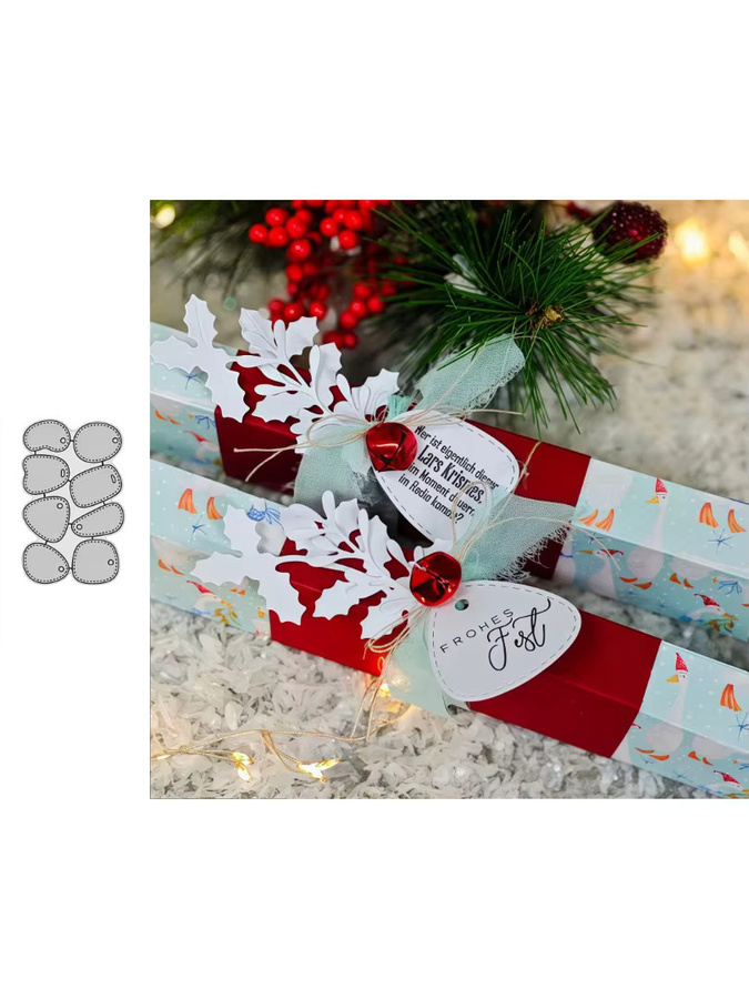 Metallschneideform Geschenketikett in Silber für Papierhandwerk und Weihnachtskarten - Bild 2
