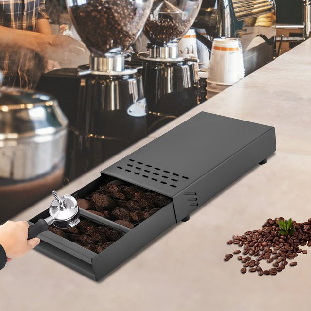 Bymaocar Knock Box aus Edelstahl für Kaffeesatz in Schwarz und Silber - Bild 1