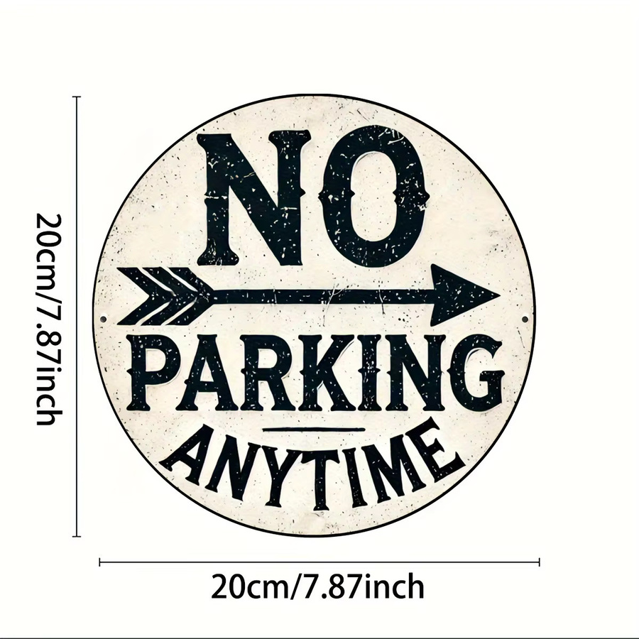 Potdemiel No Parking Anytime Vintage-Aluminiumschild rund, Farbe: Weiß, Durchmesser: 20,3 cm - Bild 2