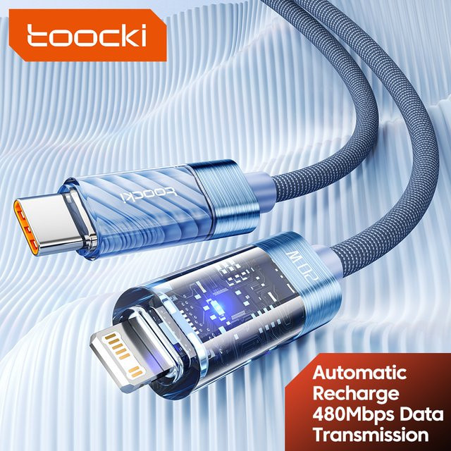 Toocki USB-C auf USB-C Schnellladekabel mit 20 W PD-Leistung in Blau für iPhone und iPad - Bild 1