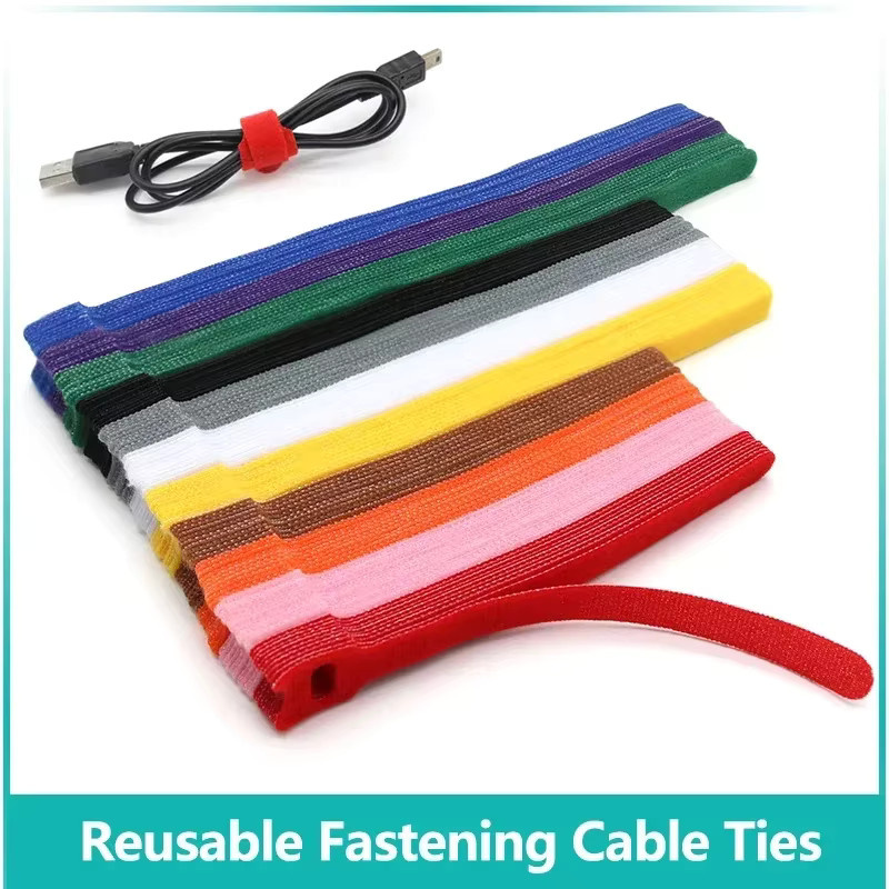 3M Klettverschluss Kabelbinder Set, 100 Stück wiederverwendbare Kabelhalter in Multicolour für USB-Kabel-Management und Kopfhörerkabel - Bild 2