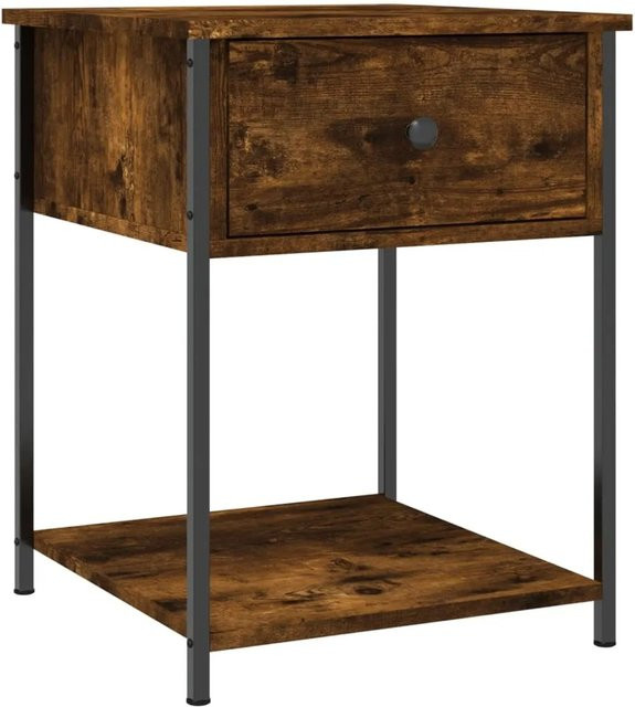 vidaXL Nachttisch Räuchereiche in Braun aus Holzwerkstoff und Eisen, B/T/H: 45 x 45 x 58 cm - Bild 1