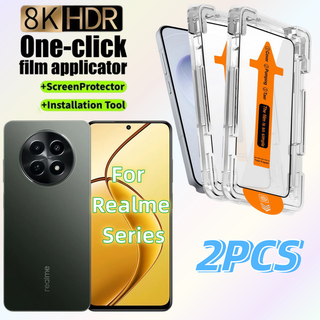2er-Pack HD-Displayschutzfolie aus gehärtetem Glas für Realme 6, 7, 7Pro, 8, 8Pro, 9Pro, 10, 12, 14, 12X, 13Pro in Transparent mit 9H Härtegrad - Bild 1