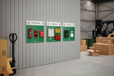 Paperflow Shadowboard Brandschutz-Station zur Wandmontage für Feuerlöscher, Brandschutzdecke und Brandalarm, grün, B: 75 cm, H: 75 cm - Bild 1