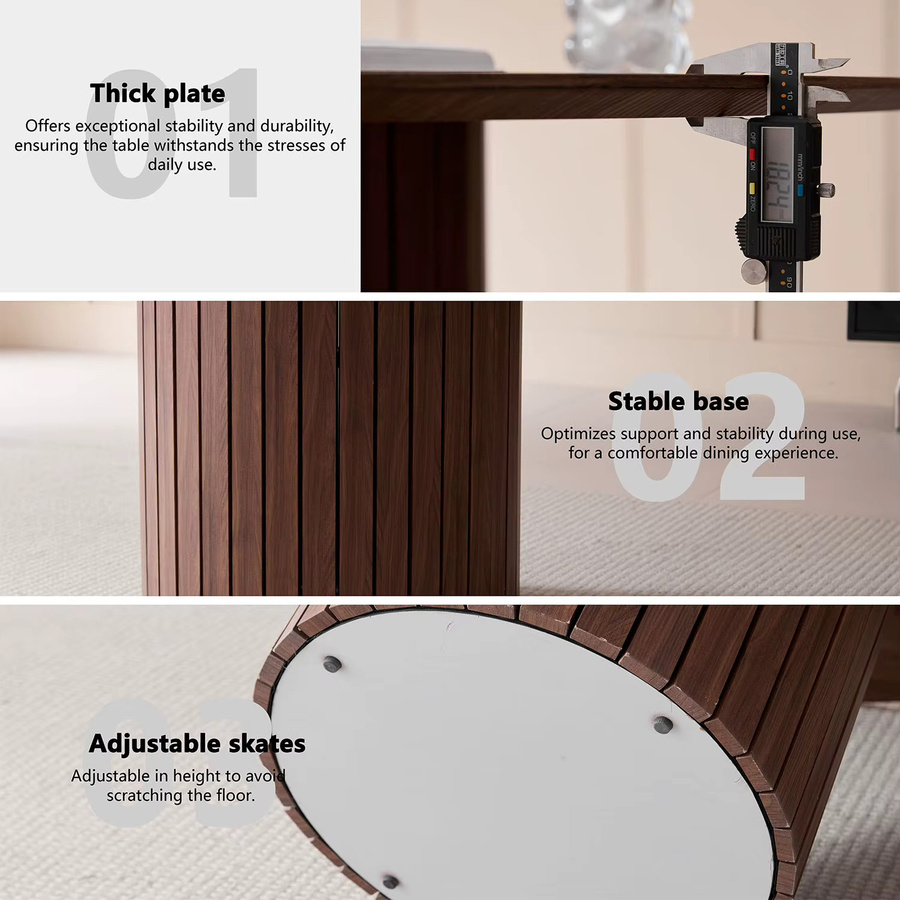 GrandCA HOME Skandinavischer Esstisch aus Massivholz, runder Tisch in Braun mit mattem Finish - Bild 3
