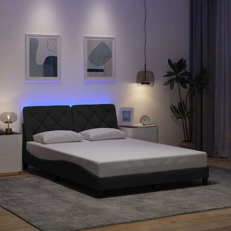 Modernes Polsterbett mit LED von vidaxl in Anthrazit und Grau, Stoff und Metall, B/T: 120 x 200 cm - Bild 1