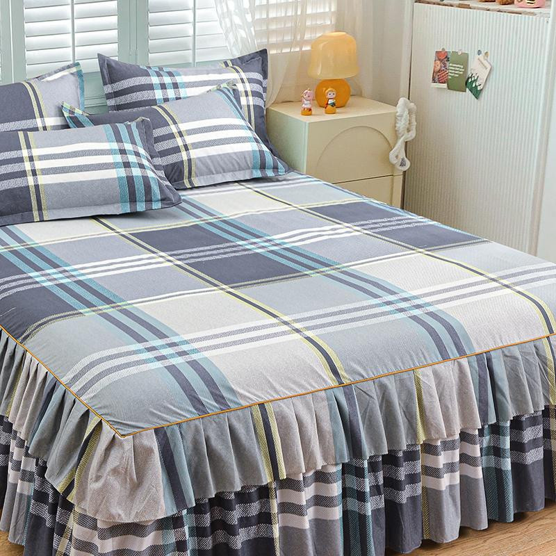 Yiran Furniture Bettüberwurf mit Rüschen und 2 Kissenbezügen, bedrucktes Textil-Set, Mehrfarbig, Polyester - Bild 1