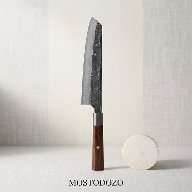 MOSTODOZO Kiritsuke Kochmesser aus handgefertigtem Damaszener Stahl mit Holzgriff, 20,8 cm - Bild 1