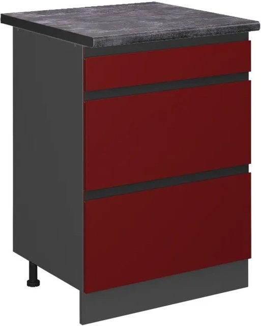 Vicco Küchenunterschrank R-Line in Rot und Anthrazit mit Schubladen, B/T/H: 60 x 60 x 81,6 cm - Bild 1