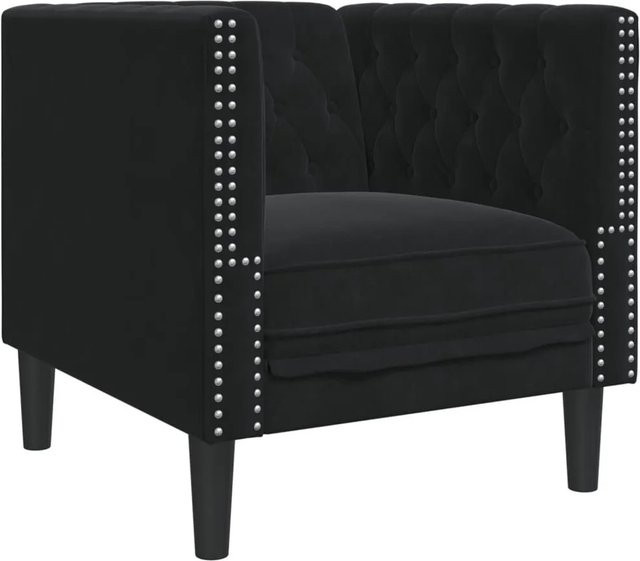 vidaXL Chesterfield-Sessel aus Samt in Schwarz mit Armlehnen - Bild 1