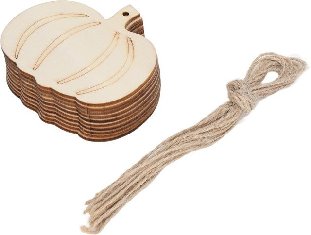 50er Set Shoemst Holz Kürbisse unbemalt zum DIY Gestalten mit Hanfseil in Braun und Beige für Thanksgiving und Partydeko - Bild 1