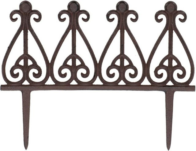 Esschert Design Gusseiserner Gartenzaun im rustikalen Stil für die Bodenmontage - Bild 1