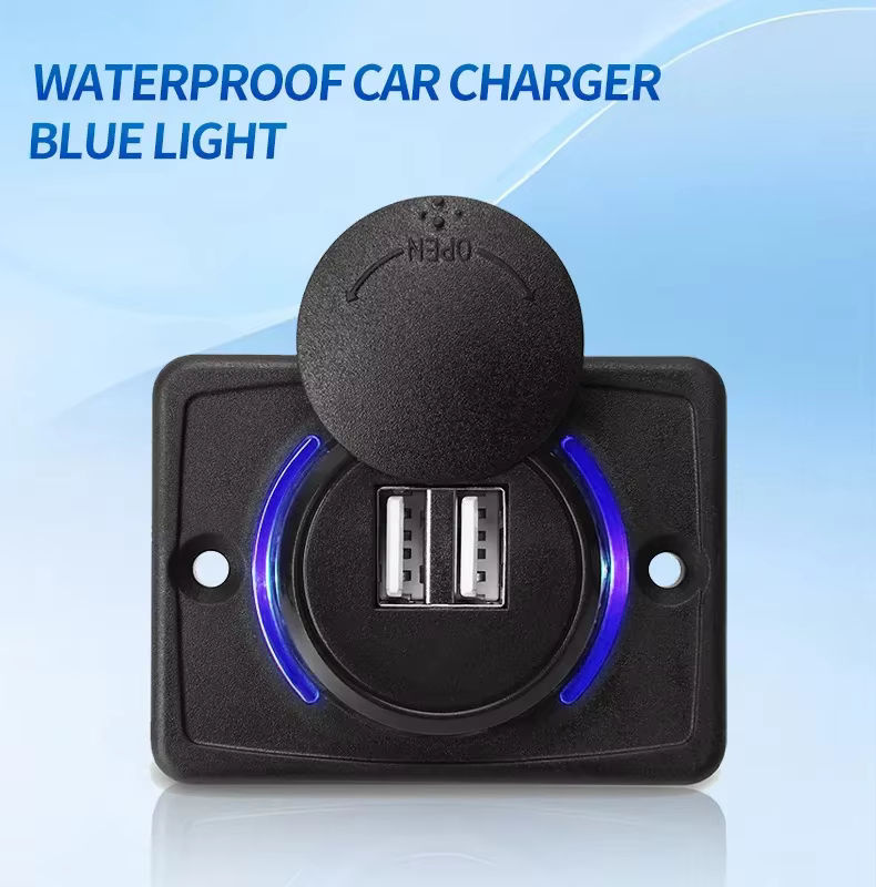 kebidumei Dual-USB-Autoladegerät mit Schnellladung und LED-Licht in Schwarz für Auto, Boot, Bus und Wohnmobil - Bild 4