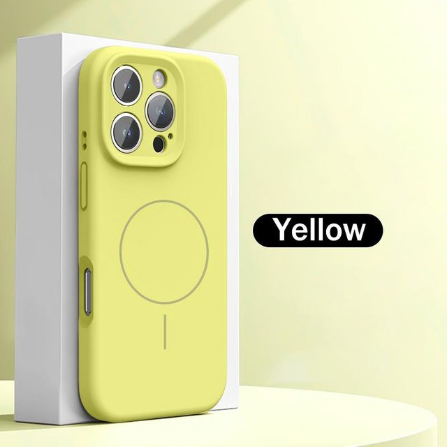 Original Silikonhülle für Apple iPhone 16 15 14 13 12 11 Pro Max X XR XS mit MagSafe Unterstützung in Grün und Gelb - Bild 1