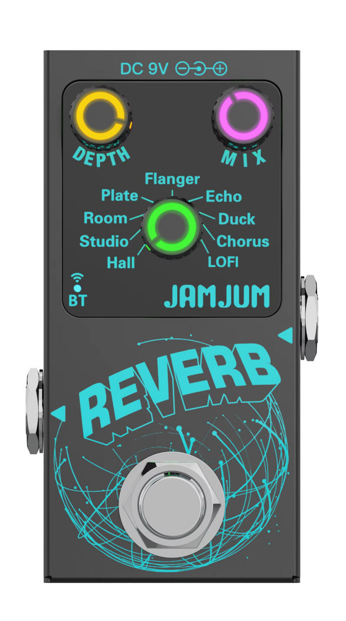 JAMJUM Lumino Digitales Gitarren-Effektpedal mit 9 Reverb-Modi und kabelloser Begleitfunktion in Schwarz - Bild 3