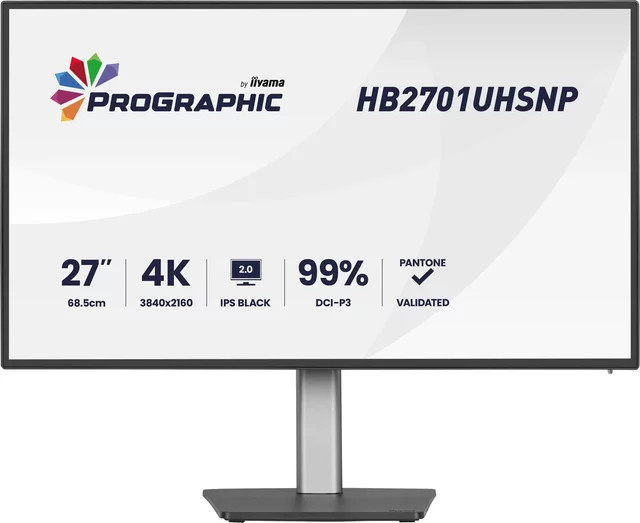 Iiyama ProGraphic HB2701UHSNP-B1 LED-Monitor in Schwarz mit 27 Zoll, 4K UHD, IPS-Panel und USB-C, HDMI, DisplayPort - Bild 1
