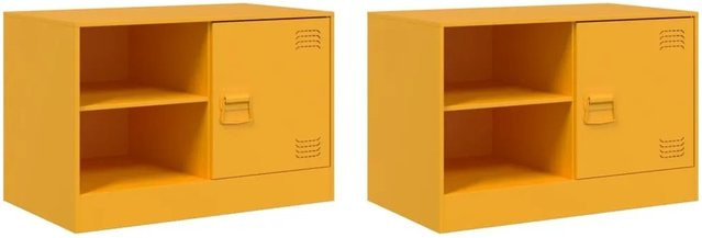 2er-Set vidaXL TV-Schränke aus kaltgewalztem Stahl in Gelb, B: 67 cm, T: 39 cm, H: 44 cm - Bild 1
