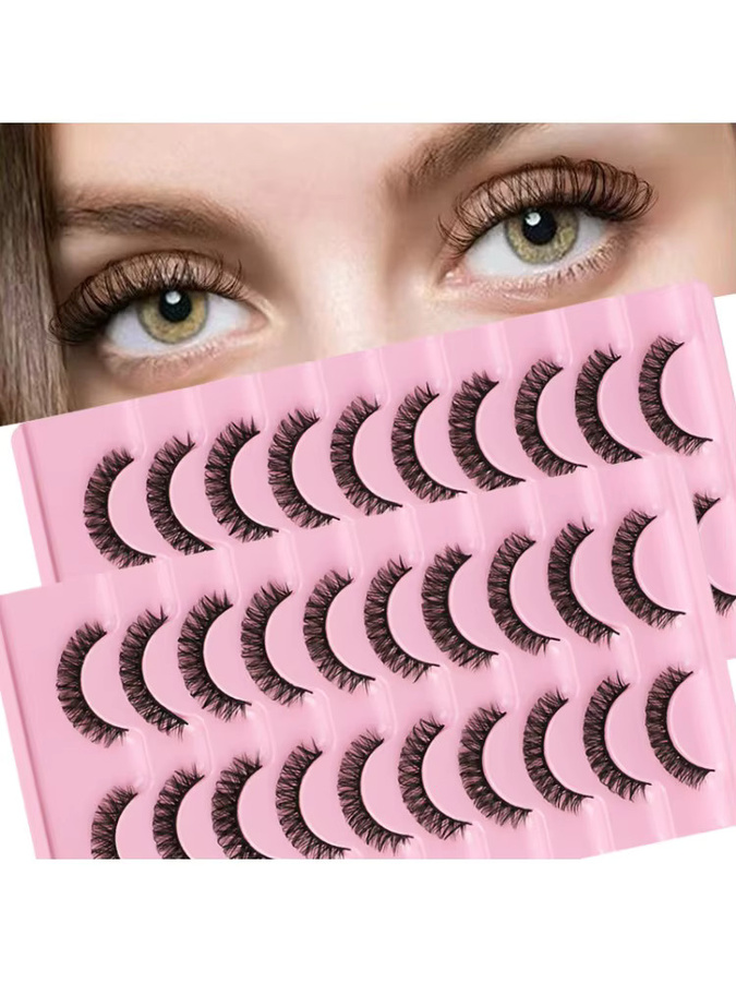 JIEFUXIN Kunstwimpern, 2er-Pack, D-Locken, Wispy Look, Unisex - Bild 5
