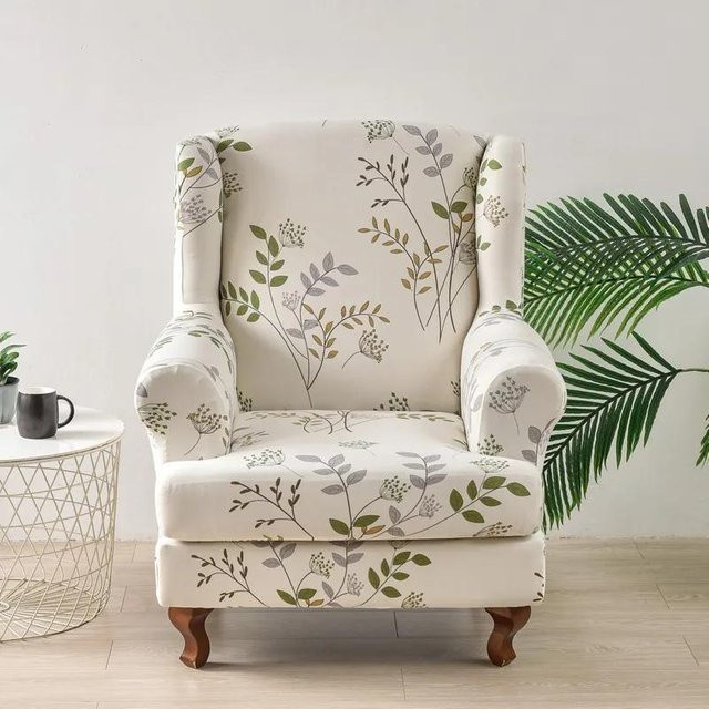 Yiran Furniture Ohrensessel Bezug mit Kissenhülle aus elastischem Spandex im nordischen Blumenmuster, Mehrfarbig - Bild 1