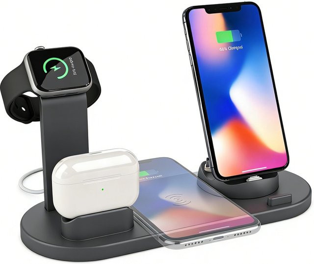 Opansten 7-in-1 kabellose Ladestation mit USB-C und Micro-USB für iPhone, Samsung, Xiaomi und AirPods Pro/2 Schnellladestation - Bild 1