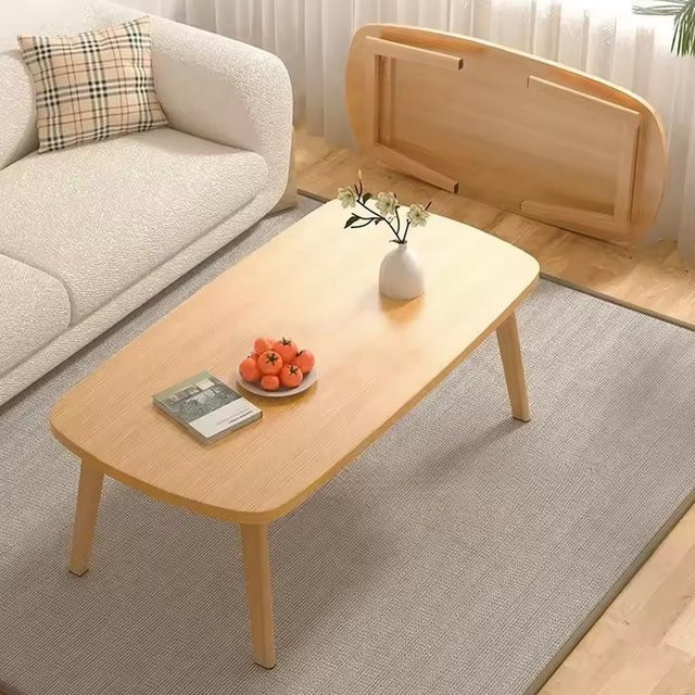 HiMISS Klappbarer kleiner Couchtisch aus Holz in Wood Grain Color als niedriger Tatami-Tisch oder Mini-Schreibtisch - Bild 1