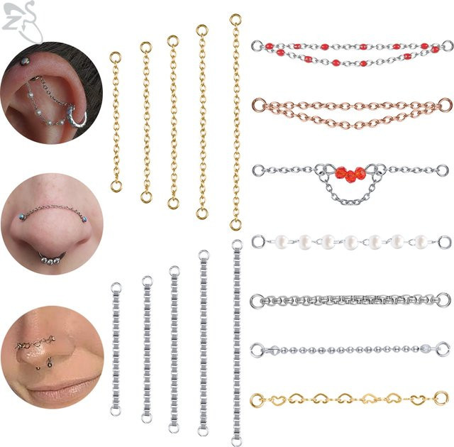 ZS Nasenkette Edelstahl, Goldfarbe, Unisex - Bild 1