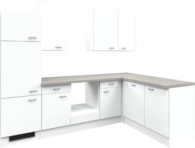 Winkelküche Flex-Well Wito in Weiß ohne Elektrogeräte, Eckküche mit Schranktüren und Regalböden, B/T/H: 200 x 200 x 57 cm - Bild 1