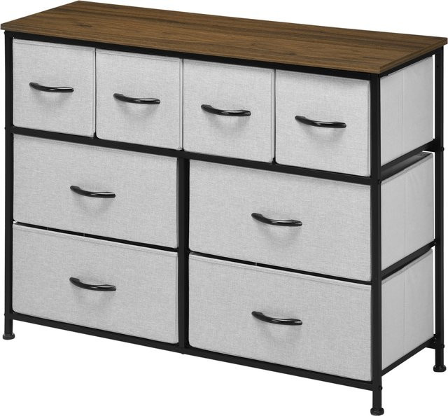 HOMCOM Kommode mit 8 Schubladen aus Stoff und Stahlstruktur in Schwarz, B/T/H: 100 x 30 x 78 cm - Bild 1