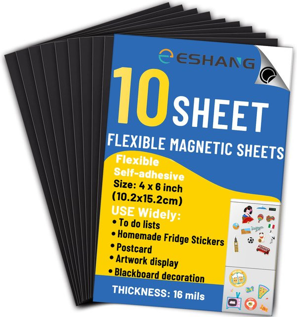 ESHANG Magnetische Klebefolien 4x6 Fotomatten, 10 Stück zuschneidbare flexible Magnetfolie für Bastelarbeiten und Dekorationen - Bild 1