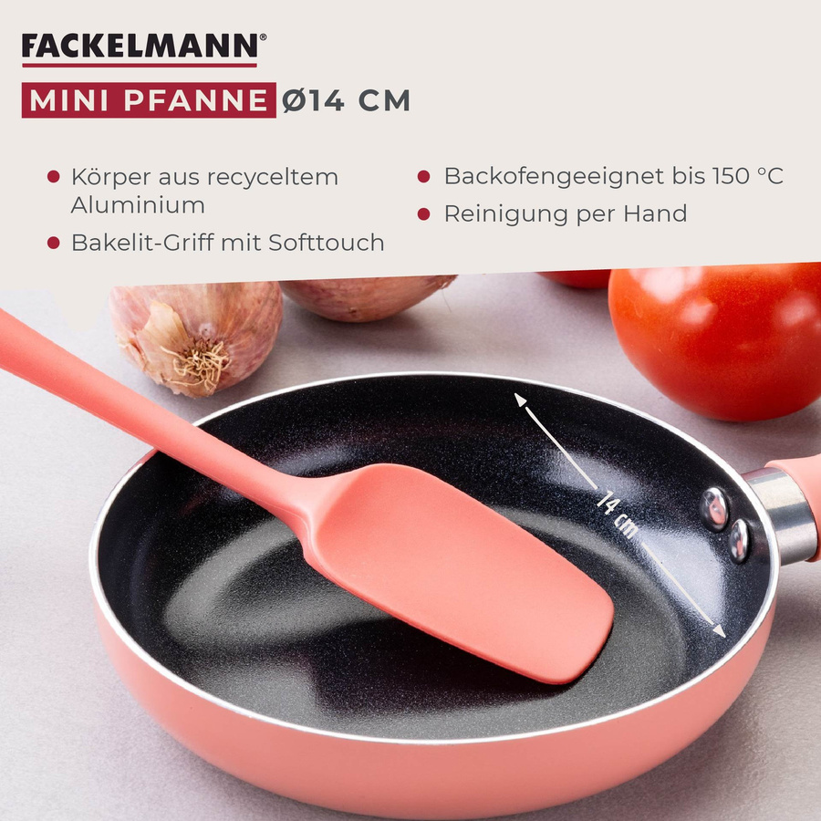 Fackelmann Mini Cooking Pfanne aus Keramik und Aluminium, pink, Durchmesser: 14 cm - Bild 3
