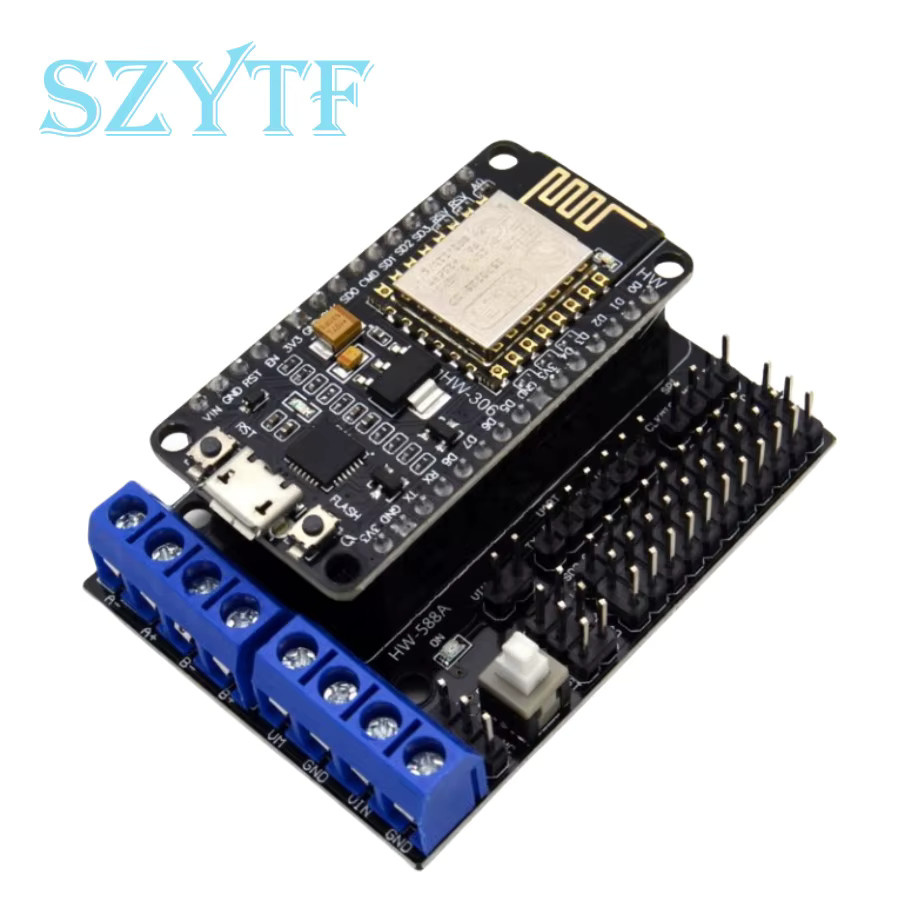 SZYTF L293D Motor Shield Board mit Esp8266 Esp-12E NodeMCU Entwicklung Kit für IoT Smart Auto und RC Spielzeug in Schwarz und Weiß - Bild 2