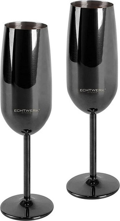 ECHTWERK Sektgläser Champagne Flute, Schwarz, 2er Pack, 250 ml