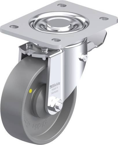 Blickle Stahlblech-Lenkrolle LH-PO 125KA-3-ST-ELS in Grau mit Schraubbefestigung, Rad-Durchmesser: 125 mm, Tragfähigkeit: 300 kg - Bild 1