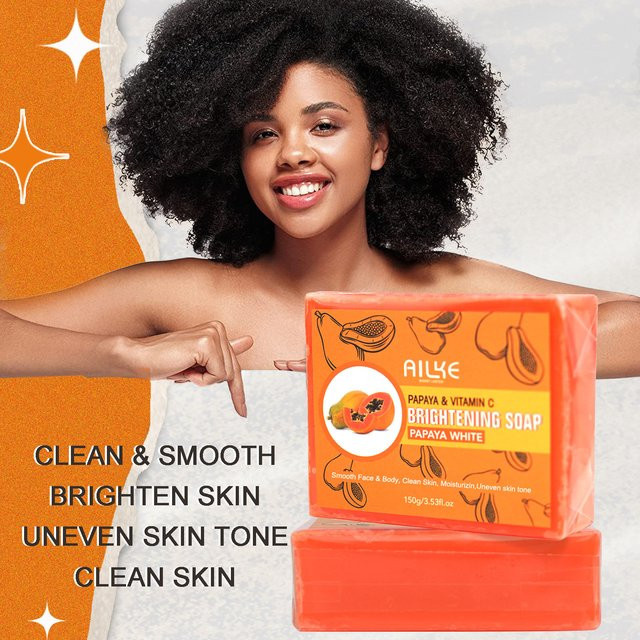 AILKE Papaya Seife, Bio-Papaya-Seife für Gesicht, Körper und Hände, Unisex - Bild 1