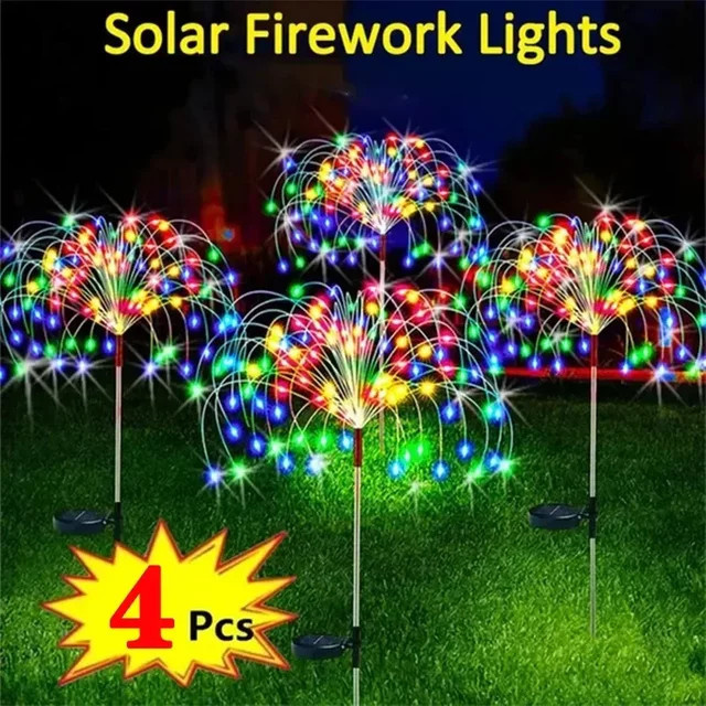 Solar LED Feuerwerk Lampe Multicolor Wasserdichte Gartenbeleuchtung mit Dämmerungssensor für Terrasse und Garten - Bild 1