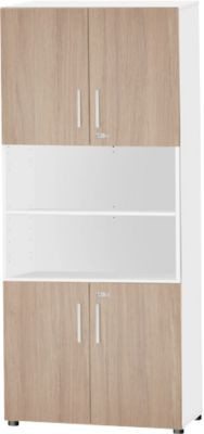 Schäfer Shop Select Kombischrank SET UP mit 6 offenen Fächern und Türen, weiß/eiche, B/T/H: 80 x 42 x 224 cm