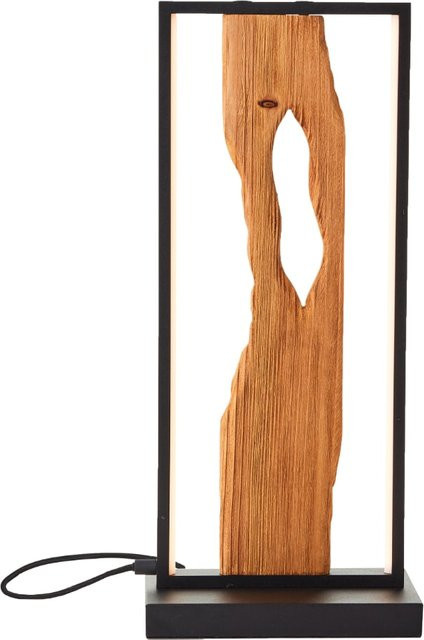 Brilliant LED Tischleuchte Modern in Schwarz und Holz, Höhe: 50 cm - Bild 1