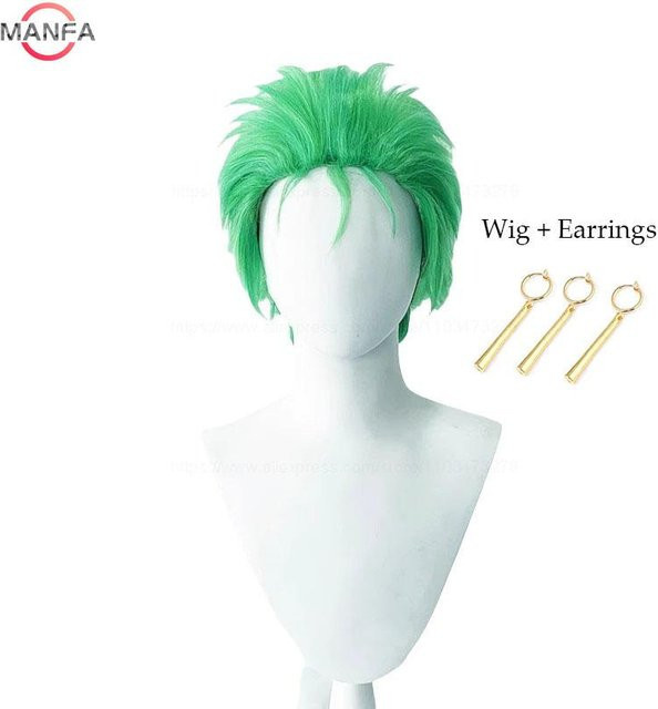 Grüne Kurzgeschichtete Cosplay Perücke, Synthetisches Haar, Unisex - Bild 1