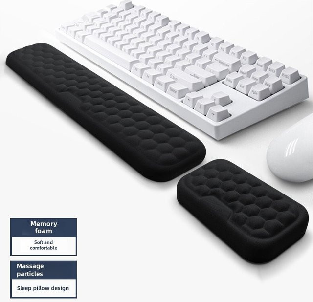 Ergonomisches Mauspad und Tastatur-Handgelenkauflage aus Memory Foam in Grau - Bild 1