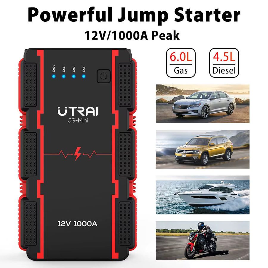 UTRAI JS-Mini Auto-Starthilfe Powerbank 1400A mit 13800mAh, Tragbarer Notfall-Starter und Batterie-Booster in Schwarz - Bild 2