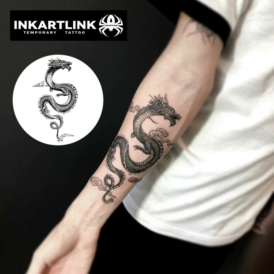 INKARTLINK Dark Dragon Tattoo Aufkleber, Temporäres Tattoo - Bild 2