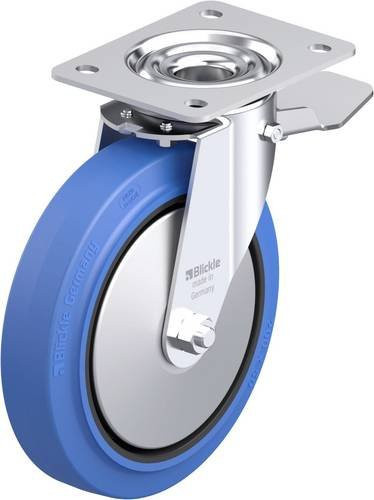 Blickle Stahlblech-Lenkrolle LE-POEV 200KA-ST-SB-FA in Schwarz und Blau mit 200 mm Rad-Durchmesser und einer Tragfähigkeit von 300 kg - Bild 1