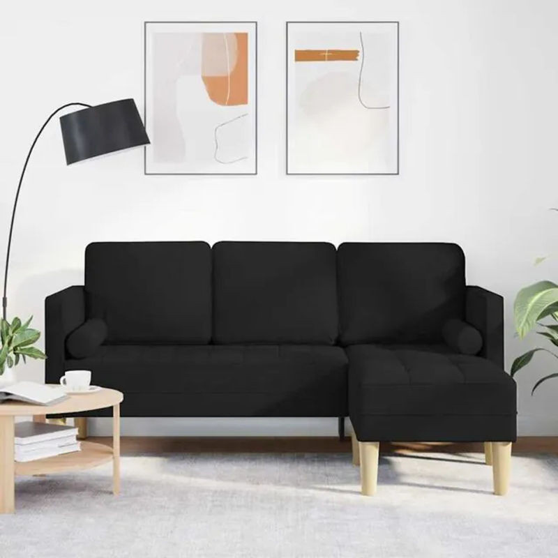 Modernes Sofa Set im Industrial Design von vidaxl in Schwarz, B/T/H: 173 x 131 x 67 cm, Stoff - Bild 1