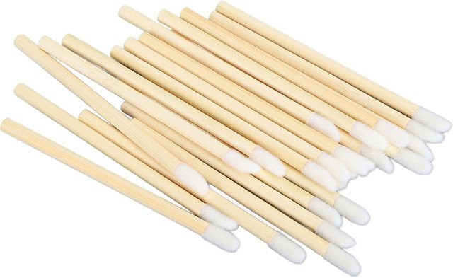Beautyyy Einweg-Lippenpinsel mit Bambusgriff, 100 Stück, beige - Bild 1