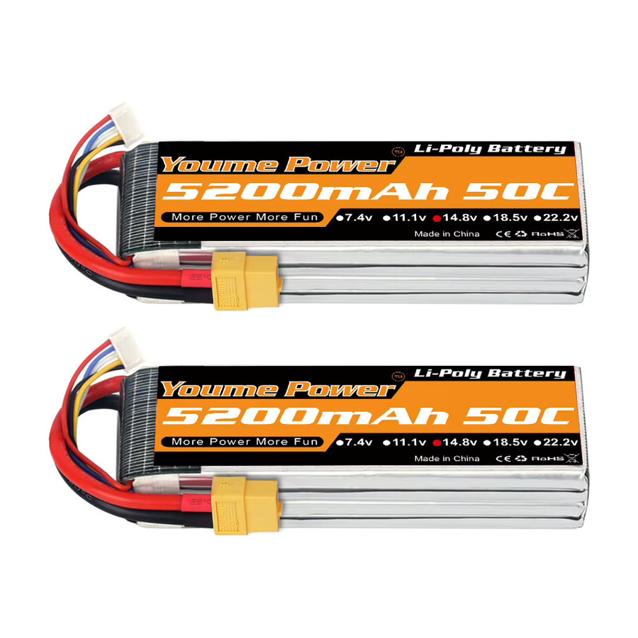 Youme 4S LiPo Akku 14,8V 5200mAh mit XT60 Stecker für RC FPV Flugzeuge, Drohnen und Racing Modelle - Bild 6