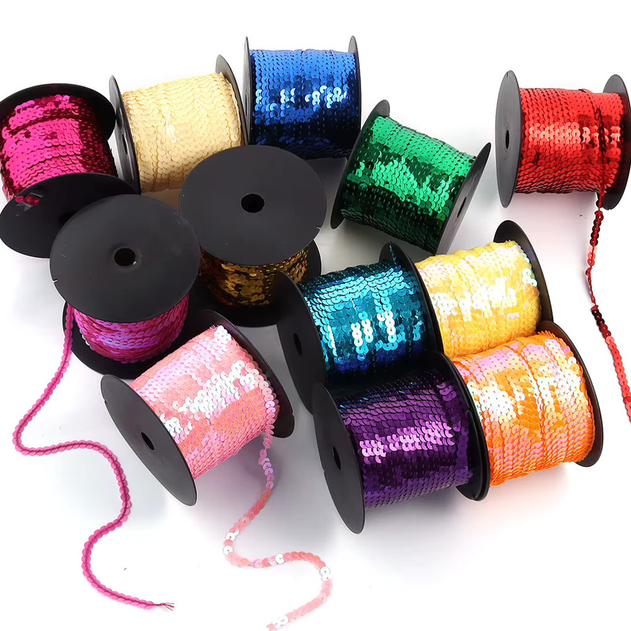 Bunte Glitzer-Paillettenbänder in Form von runden Pailletten für DIY-Projekte, Nähen und Dekoration, 1 Rolle, Mehrfarbig und Pink - Bild 3