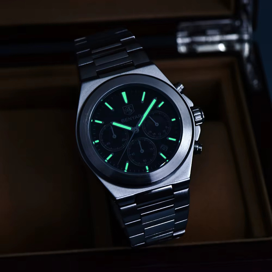 BENYAR Chronograph, Quarz, Edelstahl, Grün, Herren - Bild 3