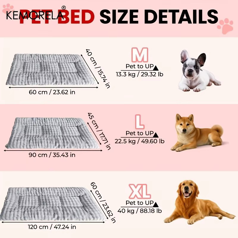 KEMORELA Luxus-Haustierbett aus Plüsch und Mikrofaser, extra verdickte Wintermatratze für Hunde und Katzen, Grau - Bild 5